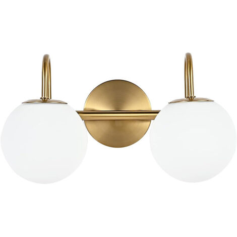 Applique murale de chambre, Applique miroir de salle de bain avec globe en verre – Style industriel vintage, Douille G9 – Lampe murale intérieure pour coiffeuse et salle d‘eau (Ampoule non incluse)