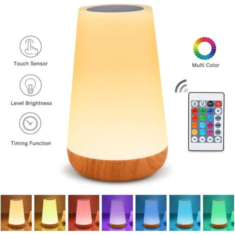 Lampe de chevet tactile LED rechargeable USB - 13 couleurs RVB - Lumière chaude blanche réglable - Veilleuse portable pour chambre, salon, bureau (1/5)