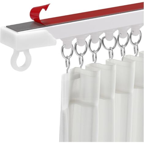 Rail à rideaux auto-adhésif sans perçage 2 mètre - Rail coulissant ultra-mince pour salle de bain/chambre