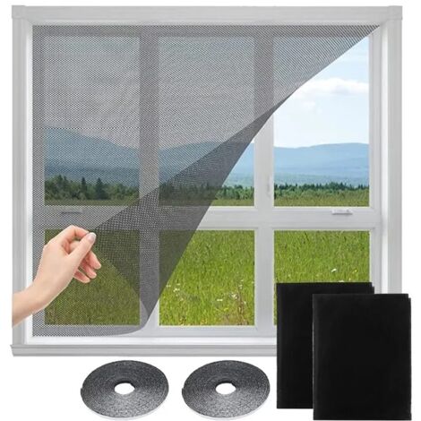 Lot de 2 Moustiquaire Fenêtre Réutilisable 130x150cm - Filet Anti-Insectes Autocollant pour Toutes Fenêtres (1/5)