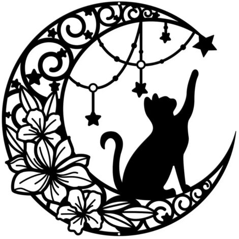 15 cm Art mural métal noir élégant, décoration murale pour jardin salon bureau