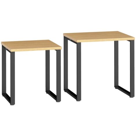 Set de deux tables de chevet pour le salon, avec cadre en métal. Conçues pour les intérieurs naturels. (1/5)