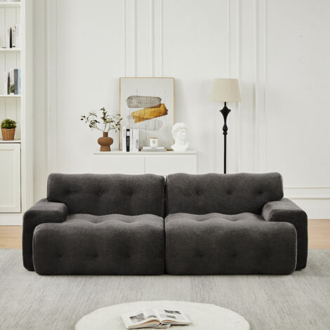 Canapé Cloud 2 places gris, accoudoirs larges, design moderne, sans montage, pour salle à manger et appartement (1/5)