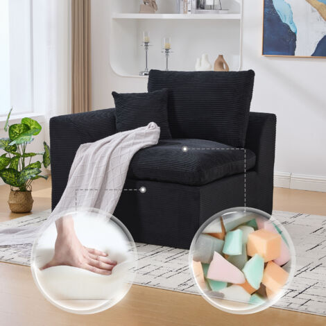 Fauteuil nordique d’angle moderne et minimaliste, pour usage personnel. Assise douce avec coussin, disponible avec ou sans. Deux fauteuils conseillés pour plus d’options. (1/5)