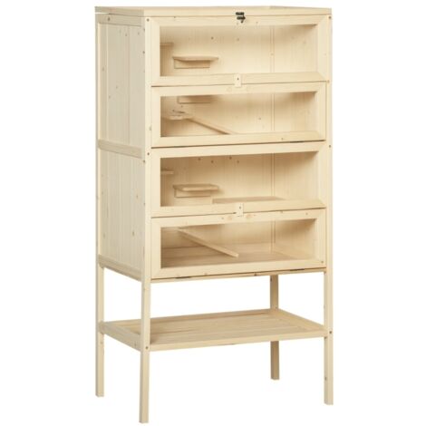 cage à hamsters en bois avec 5 étages. Cage pour petits animaux, dotée d’une structure en grille au plafond. En bois. Grande cage pour les souris. Cage adaptée aux hamsters. Dimensions : 60 x 40 x 120 (1/5)