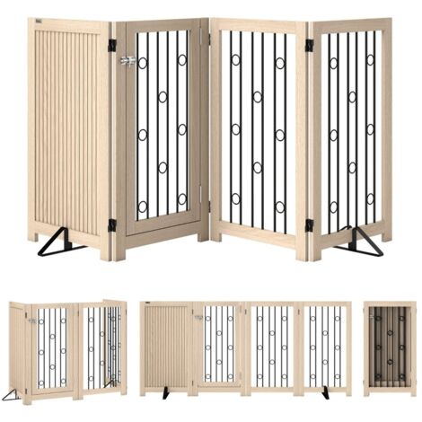 Portail séparé pour les animaux domestiques. Portillon avec porte. 4 panneaux. Conçu pour être utilisé dans des couloirs, des escaliers ou comme élément de cadre de porte. Matériau : MDF. Structure en (1/5)