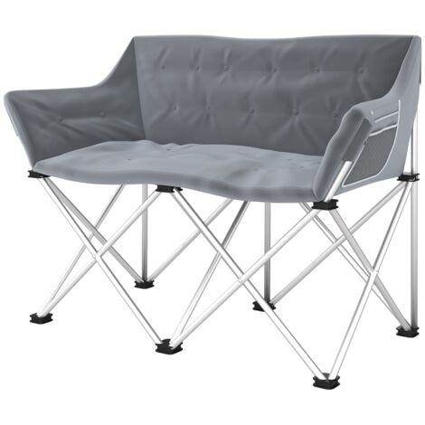 Chaise pliante pour 2 personnes. Chaise pliable, avec des accoudoirs. Compartiment latéral. Conçue pour être utilisée en plein air. Capacité de charge jusqu’à 240 kg. Structure légère et rembourrée. (1/5)