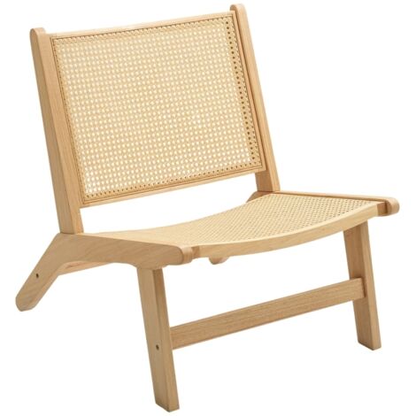 Chaises relaxantes sans accoudoirs. Chaises avec dossiers en rotin. Cadre en bois. Chaises pour la lecture, parfaites pour les salons et les chambres à coucher. Matériaux naturels. (1/5)