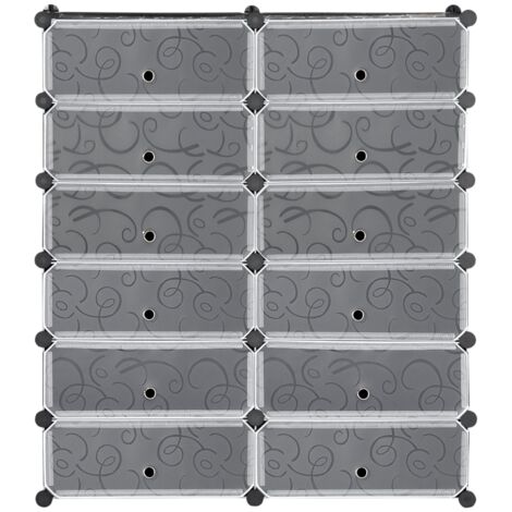 Armoire à chaussures avec 12 compartiments.Meuble modulable pour stocker 12 paires de chaussures. Meuble électrique permettant le montage facile.Espace de rangement pour les chaussures,noir,49x37x108c (1/5)