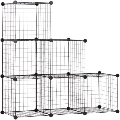 Réfrigideur, système de rangement composé de 6 compartiments. Réfrigideur en métal, modèle cube. Réfrigideur à étagères pour le salon ou la chambre à coucher. Couleur noire. Dimensions : 109 x 37 x 10 (1/5)