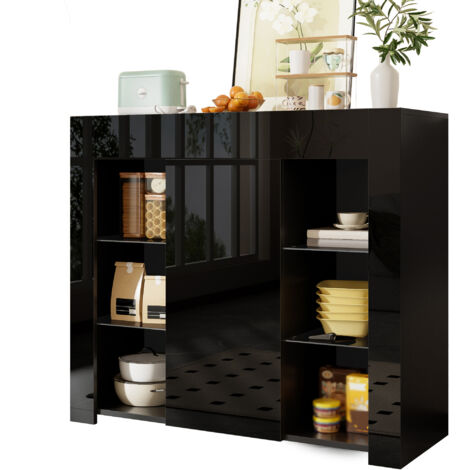 Vas d’aménagement moderne en noyer, avec une surface lisse et brillante. C’est une solution de rangement compacte et esthétique, idéale pour les salles à manger ou les cuisines. Les dimensions sont de (1/5)