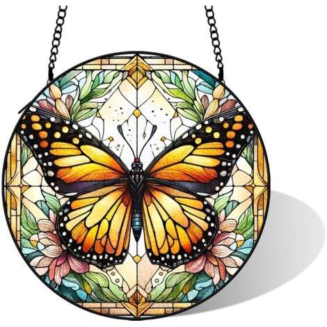 Vitrail suspendu style bohème, diamètre: 9 cm (1/5)