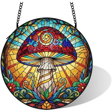 Décoration en verre coloré vitrail, diamètre: 12.5 cm (1/5)