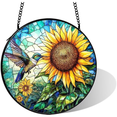 Vitrail suspendu décoration élégante intérieure, diamètre: 12.5 cm (1/5)