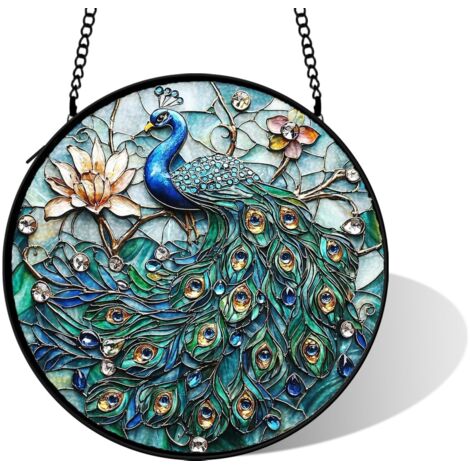 Suspension murale en vitrail multicolore, diamètre: 15 cm (1/5)