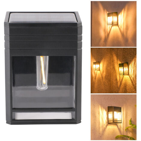 Lumières de clôture solaires extérieures à lumière chaude, appliques murales de terrasse à filament tungstène, éclairage décoratif pour cour, porche, patio et allée (1/5)