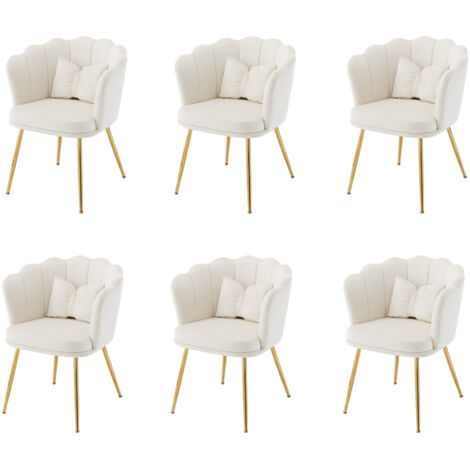 Complètement équipé de 6 chaises modernes en velours pour les salles de séjour, de chaises pour les salles de bains, de pieds métalliques dorés, et de coussins en forme d’élytres pour la chambre à cou (1/5)