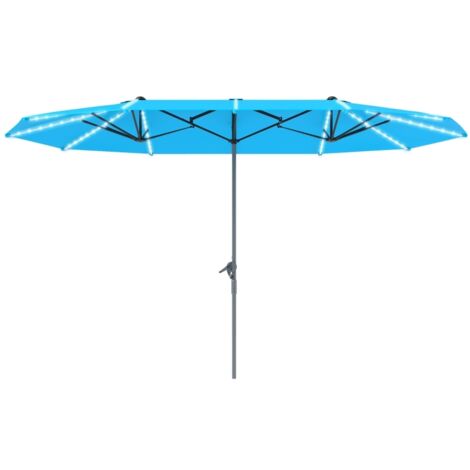 Ombrelle doublement éclairée avec des lumières LED. dimensions : 451x267 cm. Matériau de fabrication : aluminium UV 50+. Ombrelle dotée d’une manette pour le mouvement, résistante au vent. (1/5)