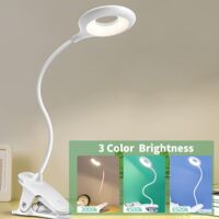 Rechargeable LED Desk Lamp - Dimmable & Three Color Temperatures - Clip-On Desk Lamp, Ideal for Use as a Study Light, Reading Light, Bedroom Light, or Vanity Mirror Light