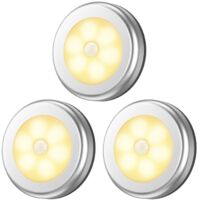 Lot de 3 veilleuses LED argentées, lumière blanc chaud, éclairage pour couloir, placard et passage, idée cadeau décorative