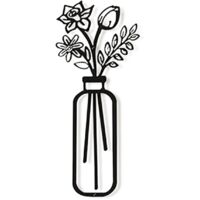 15 cm Art mural métal noir élégant, décoration murale pour jardin extérieur maison