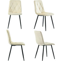 Fauteuil de séjour (4 pièces), couleur beige. Set de 4 chaises. Design moderne. Chaise en velours. Structure métallique. Pieds en métal.
