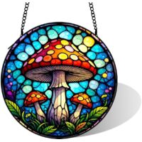 Vitrail intérieur décoratif multicolore, diamètre: 12.5 cm