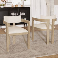 Chaise moderne - Deux chaises de salle à manger en bois massif - Confortables et respirantes - Parfaites pour les salles à manger - les salons - les cafés - Style Chaise moderne - Matériau : lin - cou