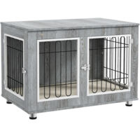 Cage pour chiens avec coussin, 2 verrous, doubles portes – Grise, dimensions 90 x 58 x 65 cm