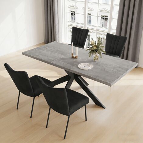 Erweiterbares Esstischset aus MDF mit Stühlen (4 Stühle, flanelle, gris foncé)