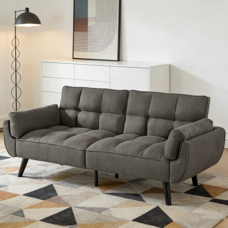 JIEXI 3-Sitzer-Sofa, modernes Leinen-Sofa mit Massivholzbeinen, geeignet für Wohnzimmer/Büros (Dunkelgrau, 191 cm)