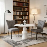 JIEXI Esszimmerstuhl-Set aus Flanellstoff mit 9 cm weichem Kissen (2 Stühle, grau)
