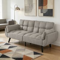 JIEXI 3-Sitzer-Sofa, modernes Leinen-Sofa mit Massivholzbeinen, geeignet für Wohnzimmer/Büros (grau, 191 cm)
