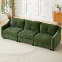JIEXI Modulares Sofa, L-förmiges Chenille-Sofa, frei konfigurierbar, U-förmiges Ecksofa, ideal für Wohnzimmer, Wohnungen und Büros (3-Sitzer, grün)