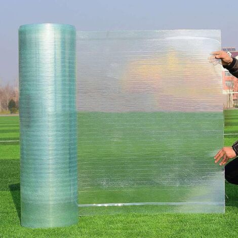 2PCS Panneaux de toiture en polycarbonate, panneaux d'éclairage transparents en PRFV, adaptés aux serres et au jardinage (0,5 x 5 m x 0,8 mm).