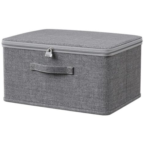 Boîte de rangement, très grande boîte à vêtements 49 x 37 x 31 cm, boîte en tissu pliable avec couvercle