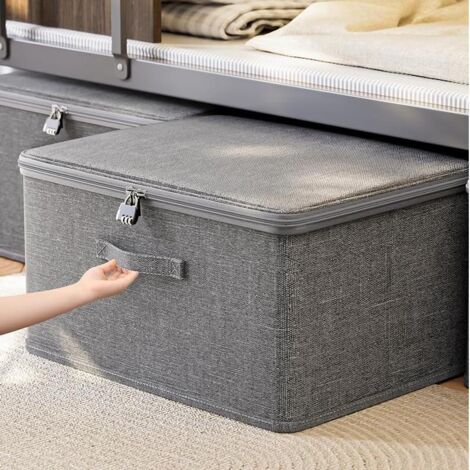 Boîte de rangement, très grande boîte à vêtements 45 x 35 x 26 cm, boîte en tissu pliable avec couvercle