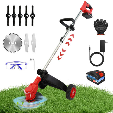Tondeuse à gazon électrique sans fil, Coupe-bordures électrique réglable, outil de désherbage électrique pour jardin avec 1 batterie, 11 000 tr/min (1/5)