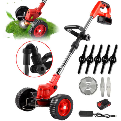 Tondeuse à gazon électrique sans fil 1500W, 12000 tr/min, pliable et réglable, Outils de taille de jardin avec 3 types de lames et 1 batterie