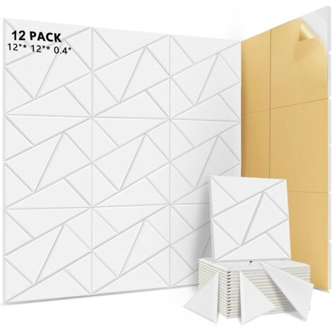 Lot de 12 panneaux acoustiques auto-adhésifs, rembourrage insonorisant en polyester, panneaux muraux insonorisants haute densité, 30 x 30 x 1cm, blanc (1/5)