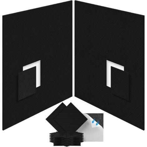 Panneaux acoustiques auto-adhésifs, paquet de 12, rembourrage insonorisant en Polyester 30 x 30 cm, panneaux muraux insonorisés haute densité, noir (1/5)