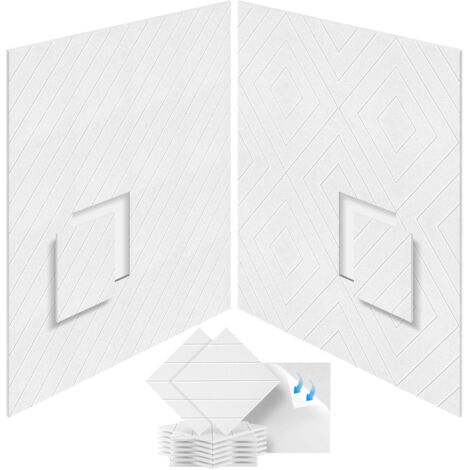 Panneaux acoustiques auto-adhésifs, paquet de 12, rembourrage insonorisant en Polyester 30 x 30 cm, panneaux muraux insonorisés haute densité, Blanc (1/5)