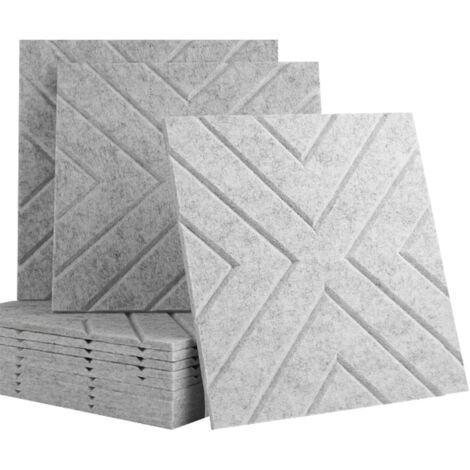 Lot de 12 panneaux acoustiques auto-adhésifs, rembourrage insonorisant en polyester, panneaux muraux insonorisants haute densité, 30 x 30 x 1 cm, gris (1/5)