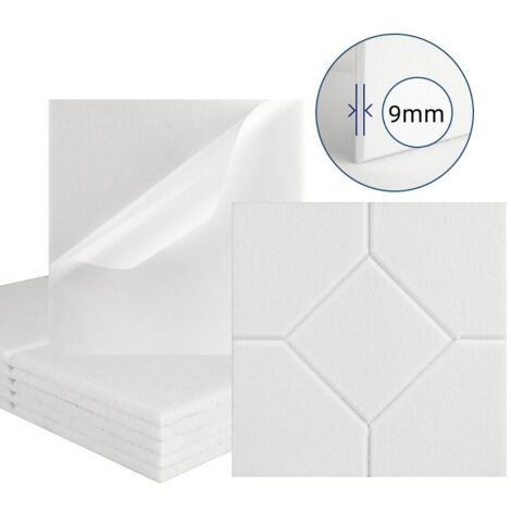 Lot de 12 panneaux acoustiques auto-adhésifs, rembourrage insonorisant en polyester, panneaux muraux insonorisants haute densité, 30 x 30 x 1cm, blanc (1/5)
