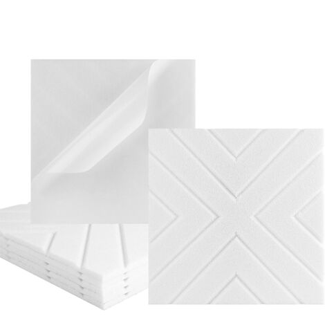 Lot de 12 panneaux acoustiques auto-adhésifs, rembourrage insonorisant en polyester, panneaux muraux insonorisants haute densité, 30 x 30 x 1cm, blanc (1/5)