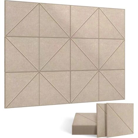 Lot de 12 panneaux acoustiques autocollants, rembourrage insonorisant en polyester, panneaux muraux insonorisants haute densité, 30 x 30 cm, abricot (1/5)