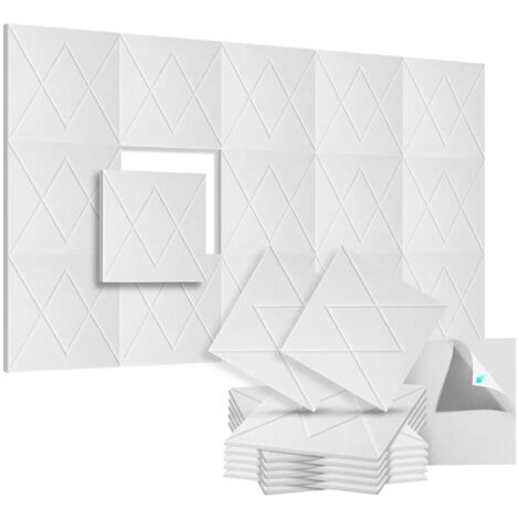 Lot de 12 panneaux acoustiques auto-adhésifs, rembourrage insonorisant en polyester, panneaux muraux insonorisants haute densité, 30 x 30 x 1cm, blanc (1/5)