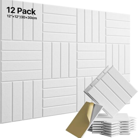 Lot de 12 panneaux insonorisants autocollants, panneaux muraux insonorisants haute densité, rembourrage insonorisant en polyester, 30 x 30 x 1 cm (1/5)