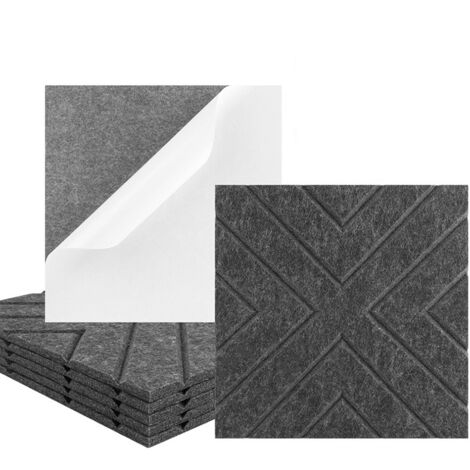 Lot de 12 panneaux acoustiques auto-adhésifs, rembourrage insonorisant en polyester, panneaux muraux insonorisants haute densité, 30 x 30 x 1 cm, gris (1/5)