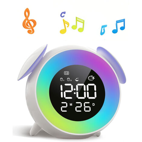 Réveil intelligent à LED, horloge couleur LED, mode minuterie coucher de soleil, veilleuse, lampe tactile, veilleuse (1/5)